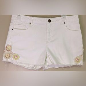 Lauren Conrad White Denim Cut-Off Shorts with Crochet Detail